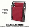 Wine Red Folding Chaise Lounge Pool Chair 4-Position Reclining Back Pillow Breathable Mesh Bungee Seat for Outdoor Relaxation
