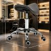 Ergonomic Rolling Saddle Stool PU Leather Hydraulic Spa Stool