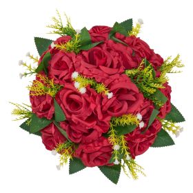 Flower Balls Arrangement Bouquet 10 PCS, 9.5-Inch Wedding Red Roses Centerpieces, Fake Flowers Kissing Balls Decor Artificial Floral Arrangements Flow
