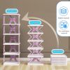 6 Tier Kids Shoe Rack, Collapsible Shoe Rack for Kids' Rooms, Foldable Vertical Shoe Organizer for Front Door Entrance, Compact Shoe Storage Shelf for