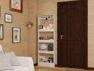 Behind The Door 69" Tall Bookcase with 4 Shelves and 5 hooks, Space-Saving Narrow storage cabinet for Living Room, Children's Room, Study Room, Kitche
