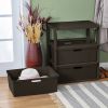(2 pack) Wide 3 Drawer Tower, Easy to Assemble with Removable Decorative Cross-Weave Plastic Drawers, Tool-Free, Brown