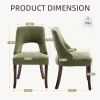 Dining Chair Set of 2,Upholstered Chenille Fabric Dining Chair Curved Solid Wood Legs, Elegant Tufted Club Dining Room Kitchen Room Dining Chair,Green