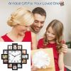 2 In 1 Wall Clock Photo Frame with Quartz Movement, 12 Photo Openings High Transparent Protective Cover ABS Material Back Hook Wall Mount for Living R