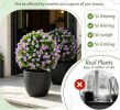 2 Pack Artificial Eucalyptus Topiary Trees with Cement Planter for Home Decor Evergreen Faux Eucalyptus Plants with Blooming Flowers