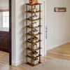 9 Layers Bamboo Shoe Rack Tall Narrow Vertical Organizer for Small Spaces Entryway Closet Corner Doorway 4 sold