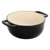 Cast iron 7.5QT cooking pot - Pure black - includes two silicone gloves - Enamel pot