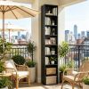 Narrow 8-story bookshelf with 4 adjustable shelves and storage cabinets