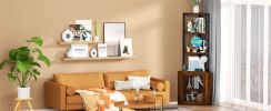 Corner Shelf with Doors, 65" Corner Cabinet & Wine Glass Rack, 6 Tier Bookshelf Display, Freestanding Corner Storage Stand[Unable ship weekends, TK/TE