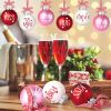 24Pcs Valentines Day Ball Ornaments, 2.36Inch Red Pink White Hanging Balls for Tree, Letter Hanging Baubles Valentine's Day Party Supplies for Wedding