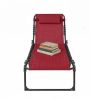 Wine Red Folding Chaise Lounge Pool Chair 4-Position Reclining Back Pillow Breathable Mesh Bungee Seat for Outdoor Relaxation