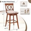 2-Pack 29" Swivel Bar Stools - Solid Rubber Wood Frame, Ergonomic Curved Backrest