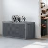 90gal Outdoor Garden Plastic Storage Deck Box Chest Tools Cushions Toys Lockable Seat
