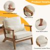Oak Armrest Oak Upholstered Single Lounge Chair Indoor Lounge Chair Off-White