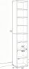 8-layer narrow bookshelf with 4 adjustable bookshelves and storage cabinets