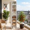 8-layer narrow bookshelf with 4 adjustable bookshelves and storage cabinets