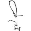 Commercial Restaurant Pull Down 2-Handle Wall Mount Pre-Rinse Spray Utility Kitchen Faucet in Matte Black