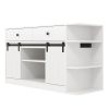 75 Gallon Fish Tank Stand with LED Light &Power Outlets, 55-75 Gallon Aquarium Stand with Sliding Fluted Doors, 2 Large Cabinet and Storage Shelves, C