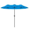 Double-sided Patio Umbrella, 9.5' Outdoor Umbrella with Push Button Tilt and Crank, 3 Air Vents and 12 Ribs, Cyan Blue