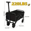 Heavy Duty Foldable Utility Wagon Cart 220 lbs Capacity Portable Collapsible Outdoor Beach Garden Trolley with 360Â° All Terrain Wheels Side Pockets f