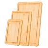 Cutting Board, 3 Pieces, Premium Versatile Bamboo Cutting Board with Food-Grade Oil and Juice Groove,Sturdy & Durable Chopping Board with Built-in Han