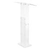 Podium Stand, 50-Inch Acrylic Lectern, Portable Laptop Desk with Wide Reading Surface and Storage Shelf, Book Stopper, Floor-Standing, for Classroom,
