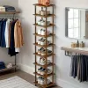 9 Layers Bamboo Shoe Rack Tall Narrow Vertical Organizer for Small Spaces Entryway Closet Corner Doorway 4 sold