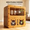 Cat Beds for Indoor Cats   Wooden Cat Scratcher House & Cardboard Condos   Covered  Kitten Bed Cave Furniture  Cute Playhouse Box