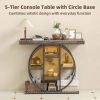 39.4" Console Table with Storage Shelves, Industrial Sofa Table for Living Room, Hallway, Rustic Oak
