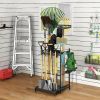 Heavy Duty Garden Tool Organizer Rack with Hooks â€“ Metal Yard Storage Stand for Long-Handled Tools Brooms Shovels Rakes â€“ Durable Outdoor Tool Hol
