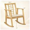Heavy-Duty Solid Wood Rocking Chair, Ergonomic Accent Armchair with Breathable Ladder Back for Indoor Relaxation-Natural