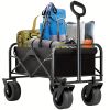 Heavy Duty Foldable Utility Wagon Cart 220 lbs Capacity Portable Collapsible Outdoor Beach Garden Trolley with 360Â° All Terrain Wheels Side Pockets f