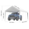 10x20 FT Carport Canopy Replacement Cover Heavy Duty Waterproof UV Resistant Tarp Shelter Top Easy Installation with Elastic Ropes White Only Canopy N