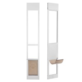 Dog Door for Sliding Glass Door, 75 7/8"-80 11/16" Adjustable Height Doggy Door for Sliding Doors, Aluminum Frame Tempered Glass Pet Door with Hinge S (size: Size L)