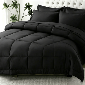 Black 2-Piece & 3-Piece Bedding Comforter Set â€“ Twin/Queen/King â€“ Soft Microfiber (Inclusion: Comforter *1+Pillowcase*2, size: King)