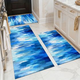 Three-piece kitchen rug set, non-slip and washable, abstract pattern kitchen hallway rug, soft and comfortable, suitable for sinks, floors, entrances, (Main Material: Polyester, Main Color: White)