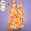 Fall Wall Decor Macrame Wall Hanging Shelf with Fall Lighted Garland, Fall Leaves Garland Lights Boho Floating Shelves for Bedroom Living Room Boho Wa