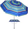Beach Umbrella With Sand Anchor & Table Tray, 6.5ft Portable Heavy Duty Sun Outdoor Umbrella, UV 50+ Protection, Carry Bag for Patio, Pool and Garden