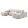 134" Modern Minimalist Modular Sectional Couch with Seat Cushion & Ottoman, Comfort L Shaped Sofa for Living Room, No Assembly Required