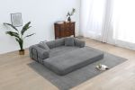 Convertible Sleeper Sofa Bed, Corduroy Folding Sofa Bed with Fixed-Shape Frame, Fold Out Floor Mattress Couch, Lazy Compression Sofa for Living Room,