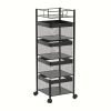 Rotating Kitchen Storage Shelf 5 Tier, Metal Fruit Vegetable Storage Basket Multi-Layer Vegetable Rack Storage Trolley on Wheels, Floor-Standing Baske
