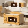 Indoor cat scratching board house, sturdy frame 2-in-1 cat furniture, resting bed and scratching post, large cardboard cat hiding place with teasing t