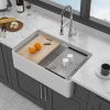 White Farmhouse Sink Workstation - Porcelain Ceramic Single Bowl Apron Front Kitchen Sink