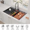 Aqucubic Gunmetal black handmade 16/18 Gauge 304 Stainless Steel Top Mount Single Bowl Kitchen Sink with ledge
