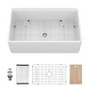 White Farmhouse Sink Workstation - Porcelain Ceramic Single Bowl Apron Front Kitchen Sink