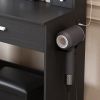 Vanity Table with Mirror & Adjustable LED Lights, Power Outlet, Hairdryer Holder & Stool â€“ Compact Dressing Desk for Small Bedrooms