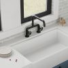 2-Handle 2 Holes Deck Mount Modern Kitchen Faucet With 360 Â° Swivel Spout In Matte Black