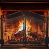 Fireplace Screen,  Metal Fire Place Cover Two-Doors Large Flat Guard Screens, Baby Safe Spark Guard Protector Wood Burning Stove Decorative Accessorie
