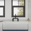 2-Handle 2 Holes Deck Mount Modern Kitchen Faucet With 360 Â° Swivel Spout In Matte Black