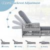Outdoor Long Reclining Chaise, Wicker Lounge with Armrests, Patio Adjustable Recliner with Soft Removable Cushions, All Weather Rattan Pool Lounge for